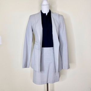 Express Career Short Skirt Suit Blazer Light Grey
